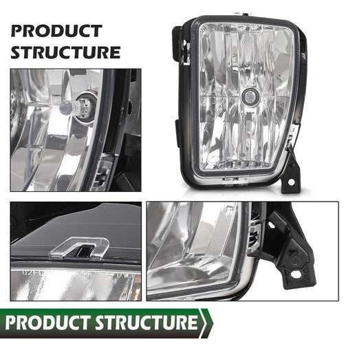 Solid Spare Fit For 2013-2018 Dodge Ram 1500 Clear Fog Lights Lamps W/ Bulbs Left+Right