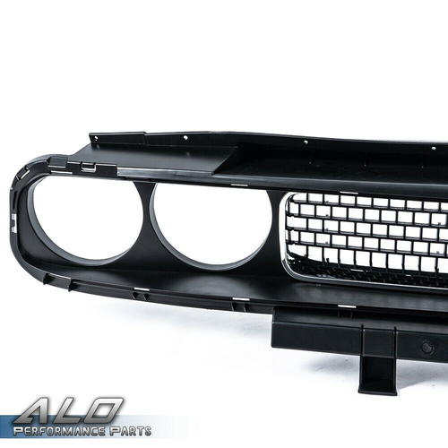 Solid Spare Fit For 08-2014 Dodge Challenger Front Bumper Upper Grille Black w/ Chrome Trim