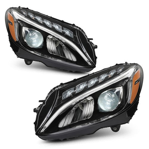 Solid Spare LED Headlights Left+Right Side Fit For 2015-2018 Mercedes Benz C-Class W205 C300