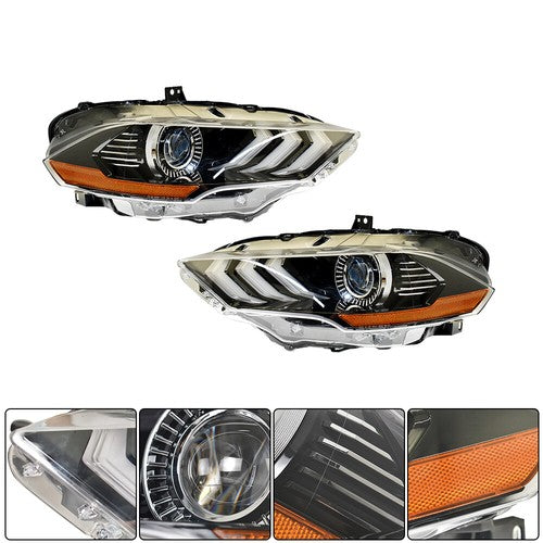 Solid Spare LED DRL Headlights For Ford Mustang 2018 2019 2020 Projector Headlamps LH+RH New