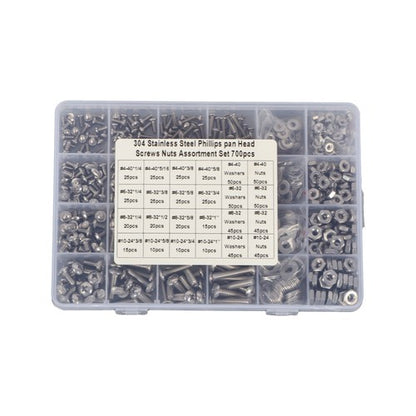 Solid Spare 700 Pack4-40#6-32#8-32#10-24 Stainless Steel Bolts and Nuts Kit With a Box