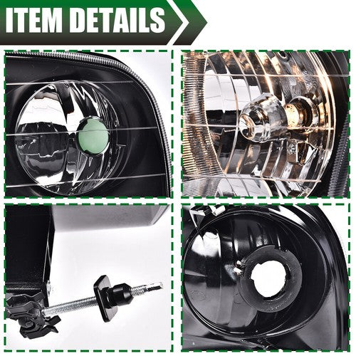 Solid Spare Black Housing Headlights & Amber Corner Fit For Ford 97-03 F150 97-02 Expedition