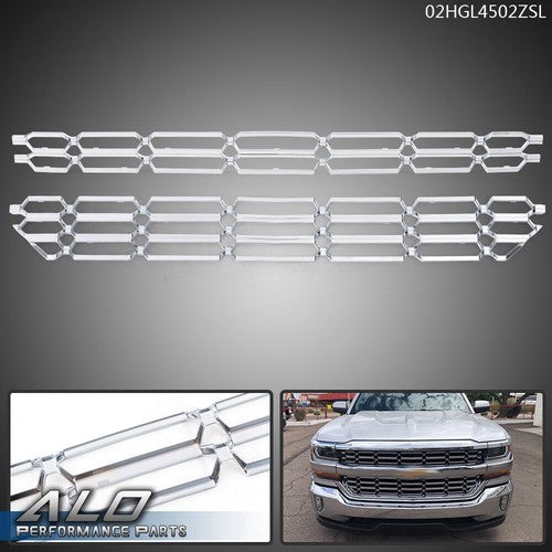 Solid Spare Fit For 16-18 Chevy Silverado 1500 Grille Overlay Cover Snap On Insert Chrome