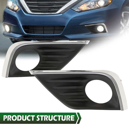 Solid Spare Front Bumper Fog Light Bezel Cover Left & Right Fit For 2016-2018 Nissan Altima