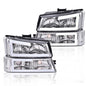 Solid Spare For 03-07 Chevy Silverado Avalanche LED DRL Headlights Bumper Lamps Chrome/Clear