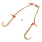 Solid Spare G80 5/16" x 2' V Type Towing Chain Bridle with 15" J and Grab Hooks Steel New