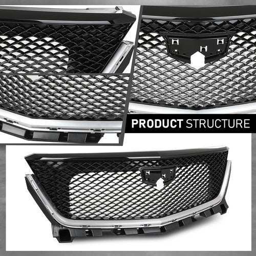 Solid Spare Fit For 2020-2025 Cadillac XT6 Sport Front Bumper Lower Grille Black & Chrome