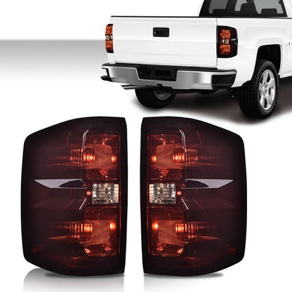 Solid Spare Fit For 14-19 Chevy Silverado Smoke Tail Lights Brake Lamps w/ Wiring Harness