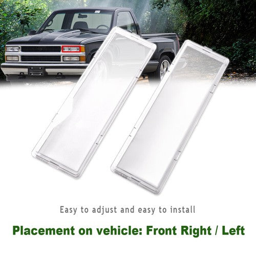 Solid Spare Fit For 1994-1998 GMC C/K Sierra Suburban Headlight Replacement Lens Clear
