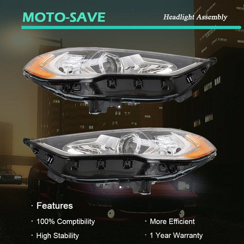 Solid Spare Headlight Fit For Ford Fusion 2017-2019 Headlamps Driver + Passenger Side Pair