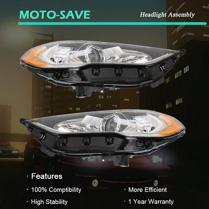 Solid Spare Headlight Fit For Ford Fusion 2017-2019 Headlamps Driver + Passenger Side Pair