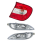 Solid Spare Tail Light Right Black+Pair Fog Lights Chrome For 2002-2004 Toyota Camry Clear