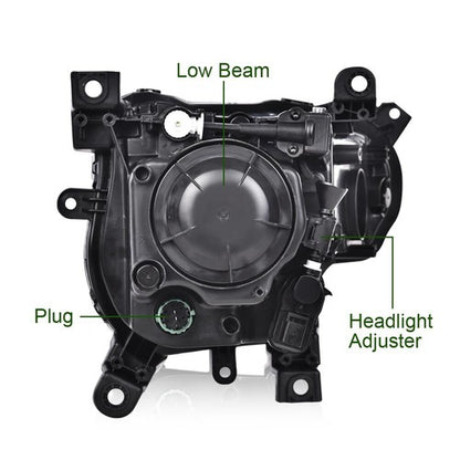 Solid Spare Fit For 2014-2017 Jeep Cherokee Headlight Left Driver Side Black Trim With Bulb