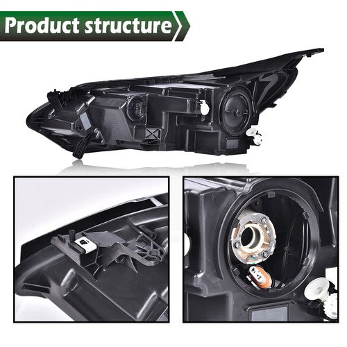 Solid Spare Passenger Right Headlight Headlamp Halogen w/LED DRL For 2018-2020 Chevy Equinox