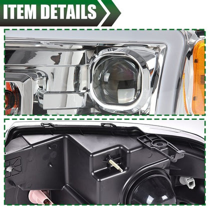 Solid Spare Fit For 04-08 Ford F-150/Lincoln Mark LT Clear Lens LED DRL Projector Headlights