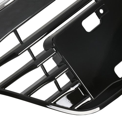 Solid Spare Front Upper Black Grille Grill W/Chrome Trim For Honda HR-V HRV 2016 2017 2018