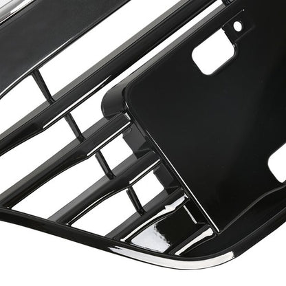 Solid Spare Front Upper Black Grille Grill W/Chrome Trim For Honda HR-V HRV 2016 2017 2018
