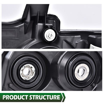 Solid Spare Fit For 07-14 Chevy Tahoe Suburban Avalanche Headlights Headlamps Clear/Black