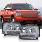 Solid Spare Fit For 2007-2014 Avalanche Tahoe Suburban LED Projector Headlights Smoke Chrome