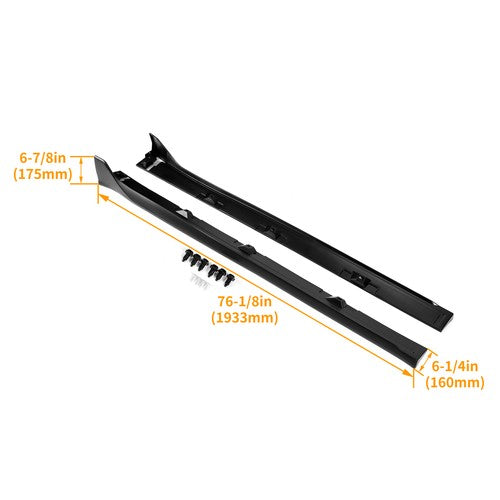 Solid Spare Side Skirt Extension For 16-2020 Honda CIVIC 4DR Sedan LX EX Si Blk Type-R Style