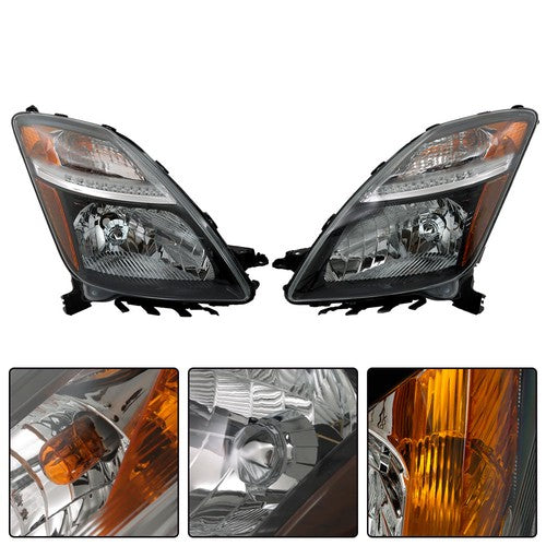Solid Spare Headlight Black For Toyota Prius 2006 2007 2008 2009 Headlamp Left+Right Side