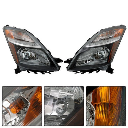 Solid Spare Headlight Black For Toyota Prius 2006 2007 2008 2009 Headlamp Left+Right Side