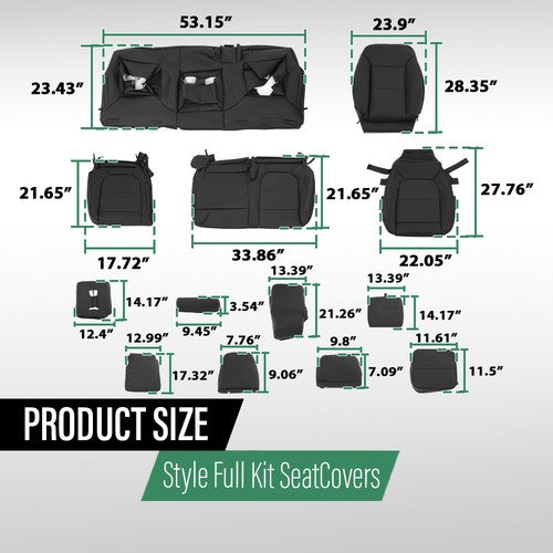 Solid Spare Fit For 2019 2020 2021 Chevy Silverado LT/WT Full Set Seat Covers Replace