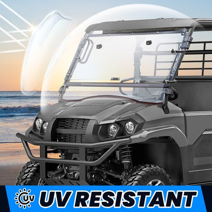 Solid Spare For 2019-2025 Kawasaki Mule Pro MX Front Flip Windshield Scratch Resistant