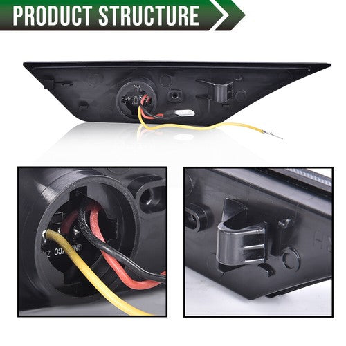 Solid Spare Fit For 16-21 Honda Civic Smoke LED Side Marker Lights Switchback Signal Lamp