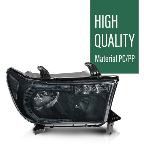 Solid Spare Fit For 2007-2013 Toyota Tundra 2008-2017 Sequoia Headlights Left+Right Smoke