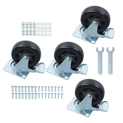 Solid Spare 4 Inch Caster Wheels, Heavy Duty Casters Set of 4, Swivel Casters with Brake 220