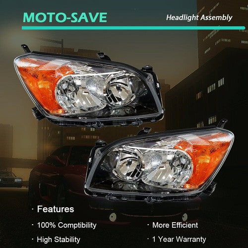 Solid Spare For Toyota Rav4 Sport 2009-2012 LH+RH Headlight Replacement Halogen Housing