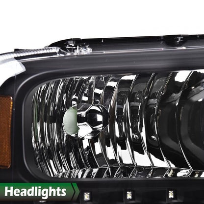 Solid Spare Fit For 2005-2007 Ford F250 F350 F450 F550 Super Duty LED DRL Headlights Black