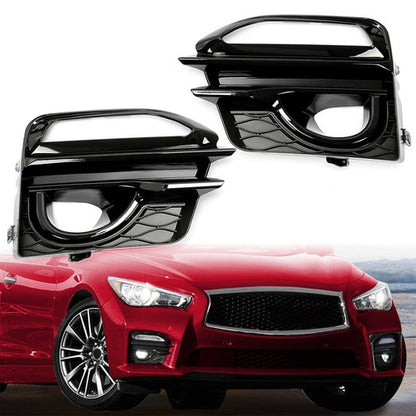 Solid Spare Front Bumper Fog Light Cover Bezel Trim For Infiniti Q50 Sport 2014-2017 LH & RH