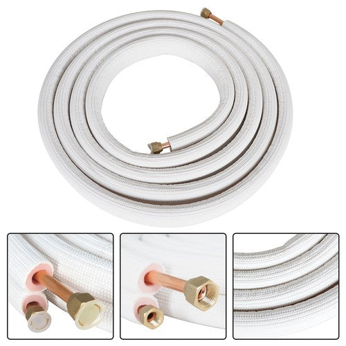 Solid Spare 1/4-3/8 Dia. 16 Feet Install Kit Air Conditioning Cooling Connection Pipe