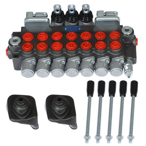 Solid Spare Hydraulic Backhoe Directional Control Valve w/ 2 Joysticks, 6 Spool, 11 GPM
