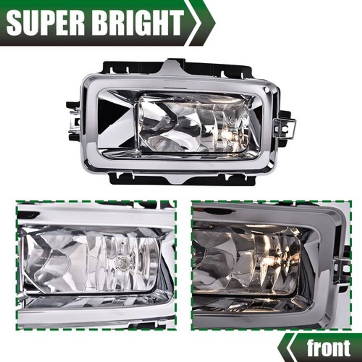 Solid Spare Fit For 2013 2014 2015 Chevrolet Silverado Clear Fog Lights W/Bulb Left+Right