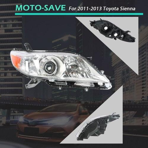 Solid Spare Fit For Toyota Sienna 2011 2012 2013 Headlight Lamps Right Passenger Side Chrome