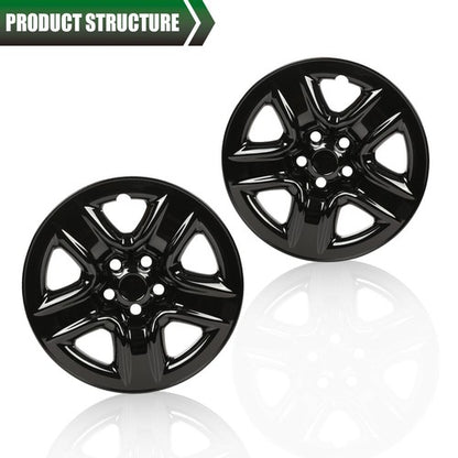 Solid Spare Fit For 06-12 Toyota RAV4 2pcs 17" Wheel Skin Hub Cap Full Rim Cover Black