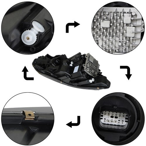 Solid Spare Headlight Projector Fit For Jeep Cherokee 2019-2022 LED Replacement LH/Left Side