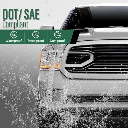 Solid Spare LED DRL Projector Headlights w/ Harness Fit For 09-18 Ram 1500 2500 3500 Clear