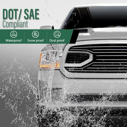 Solid Spare LED DRL Projector Headlights w/ Harness Fit For 09-18 Ram 1500 2500 3500 Clear