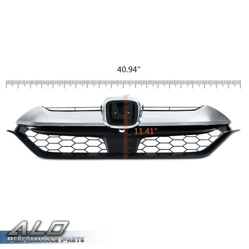 Solid Spare Fit For 2017-2019 Honda CRV CR-V Front Bumper Upper Grille Grill Black Chrome