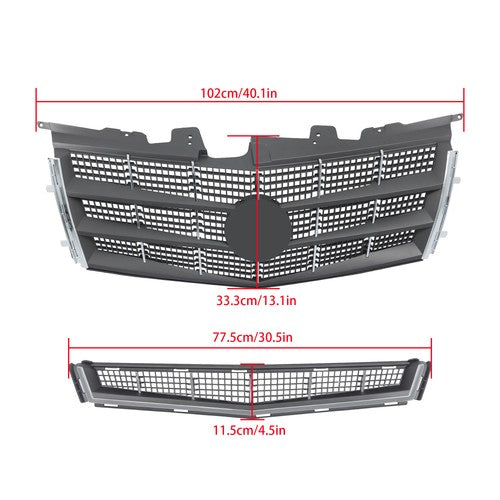 Solid Spare Front Upper Grille&Lower Grille 2Pc For Cadillac CTS 2008-2011 25896041 25896043