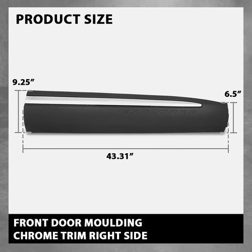 Solid Spare Front Door Lower Molding Chrome Trim Right Side Fit For 2020-2023 Ford Explorer