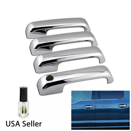Solid Spare 4x Chrome Door Handle Cover Cap Trim Kit No SMKH For 2017-2020 Ford F-250/F-350