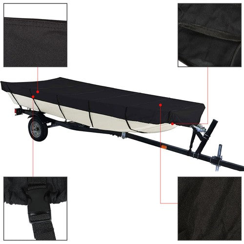 Solid Spare Water Proof Heavy Duty Trailerable Boat Cover Fits For Jon Cover 16FT