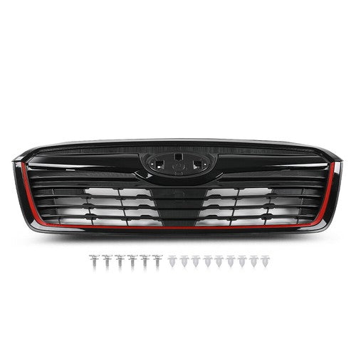 Solid Spare For 2019 2020 2021 Subaru Forester Sport Front Bumper Upper Grille w/Red Trim
