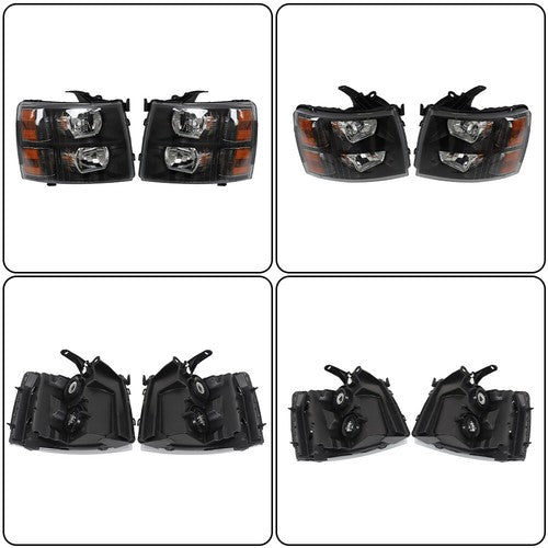 Solid Spare Headlights For Chevy Silverado 2007-2013 2014 Headlamps Halogen Left&Right Side