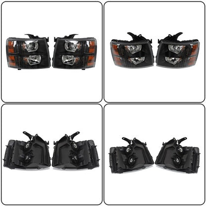 Solid Spare Headlights For Chevy Silverado 2007-2013 2014 Headlamps Halogen Left&Right Side